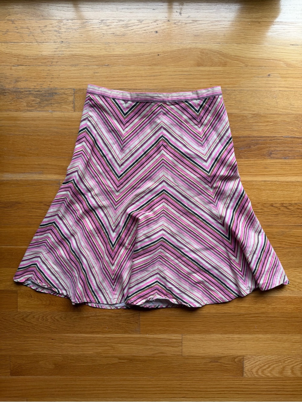 Vintage Y2K Tracy Evans Pink Chevron Stripe Flare Skirt - Size 3